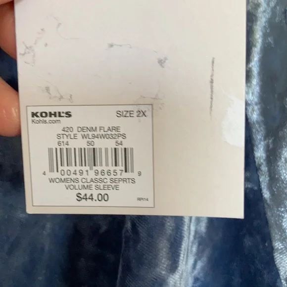 LC Lauren Conrad duller blue velvet volume sleeve top  boho vibe size XL - Picture 9 of 15